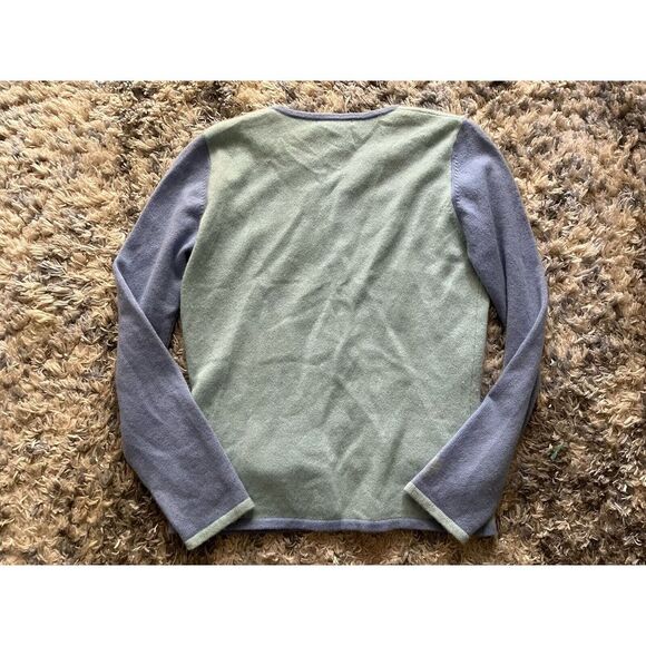 Lauren Hansen 100% Cashmere Cardigan Sz S Colorblock Blue - Picture 5 of 5